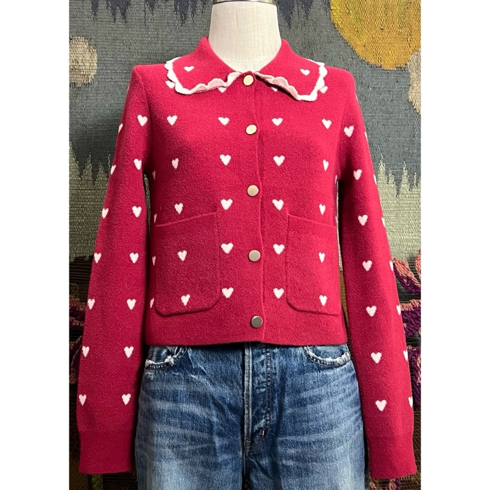 Anthropologie Heart Cardigan Sweater XS